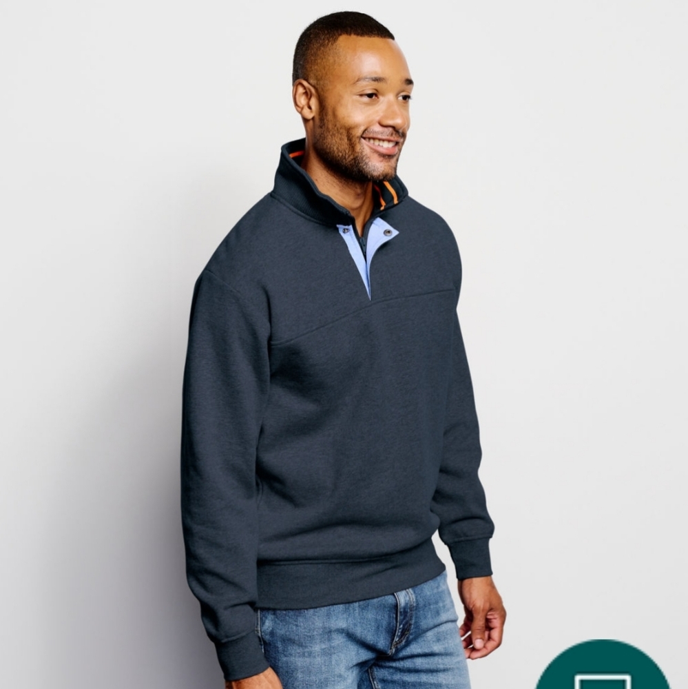 Orvis Men's Signature Quarter Zip Sweatshirt Grey Size XL